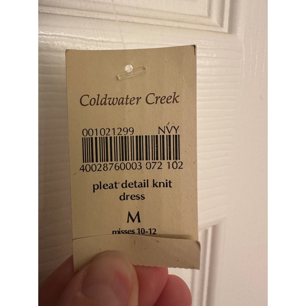 Coldwater Creek Navy Blue Pleat Detail Knit Dress Sleeveless M 10/12 Comfy New - Picture 5 of 9